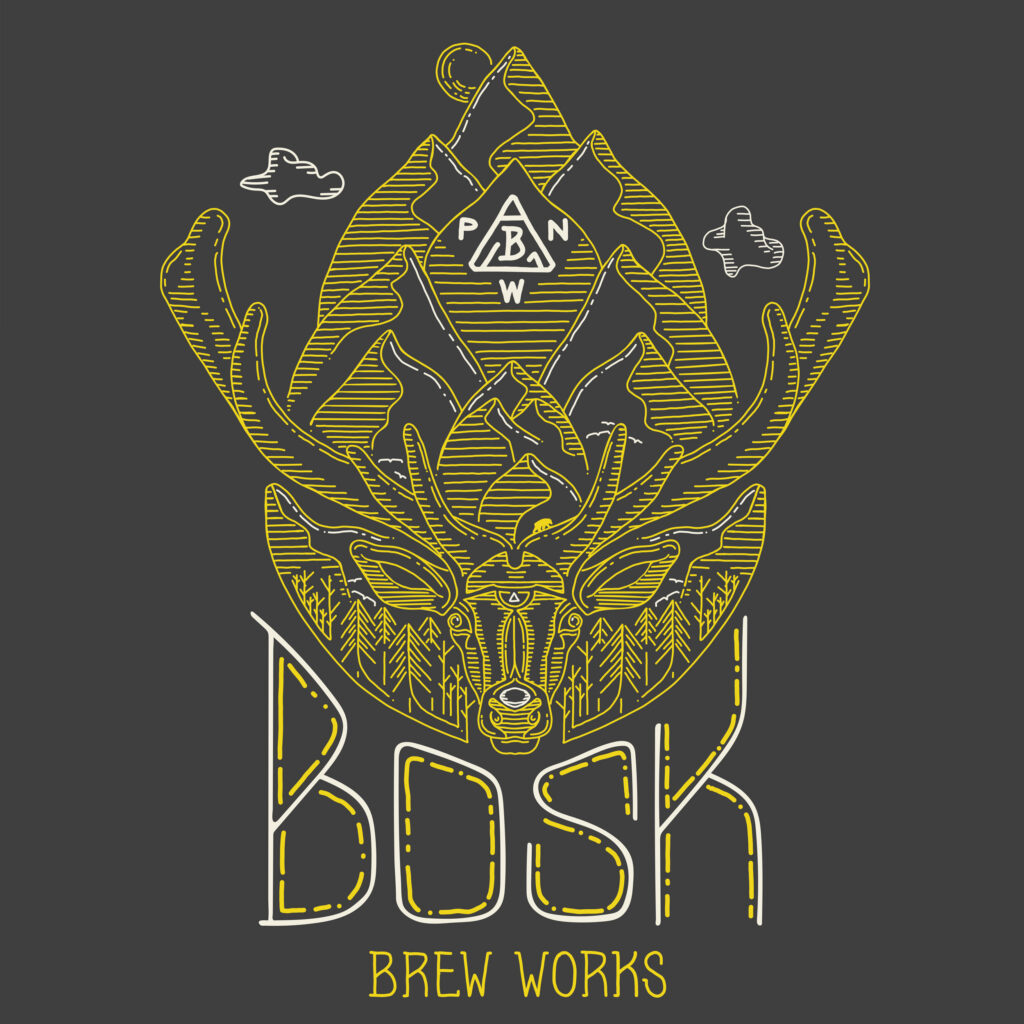 Bosk BREW WORKS hopantlers tee