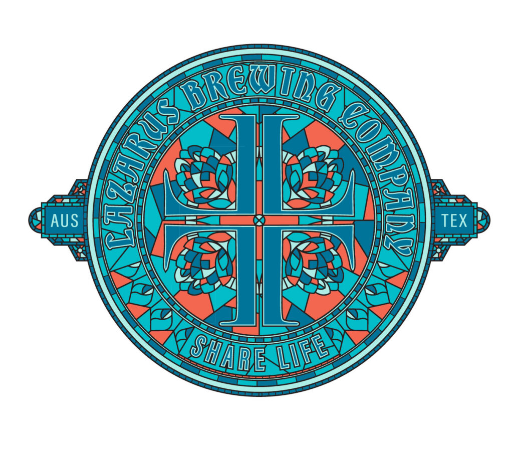 Lazarus Brewing Company stained glass tee