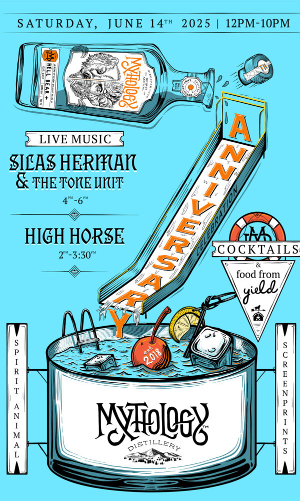 Mythology Distillery 7 year anniversary poster