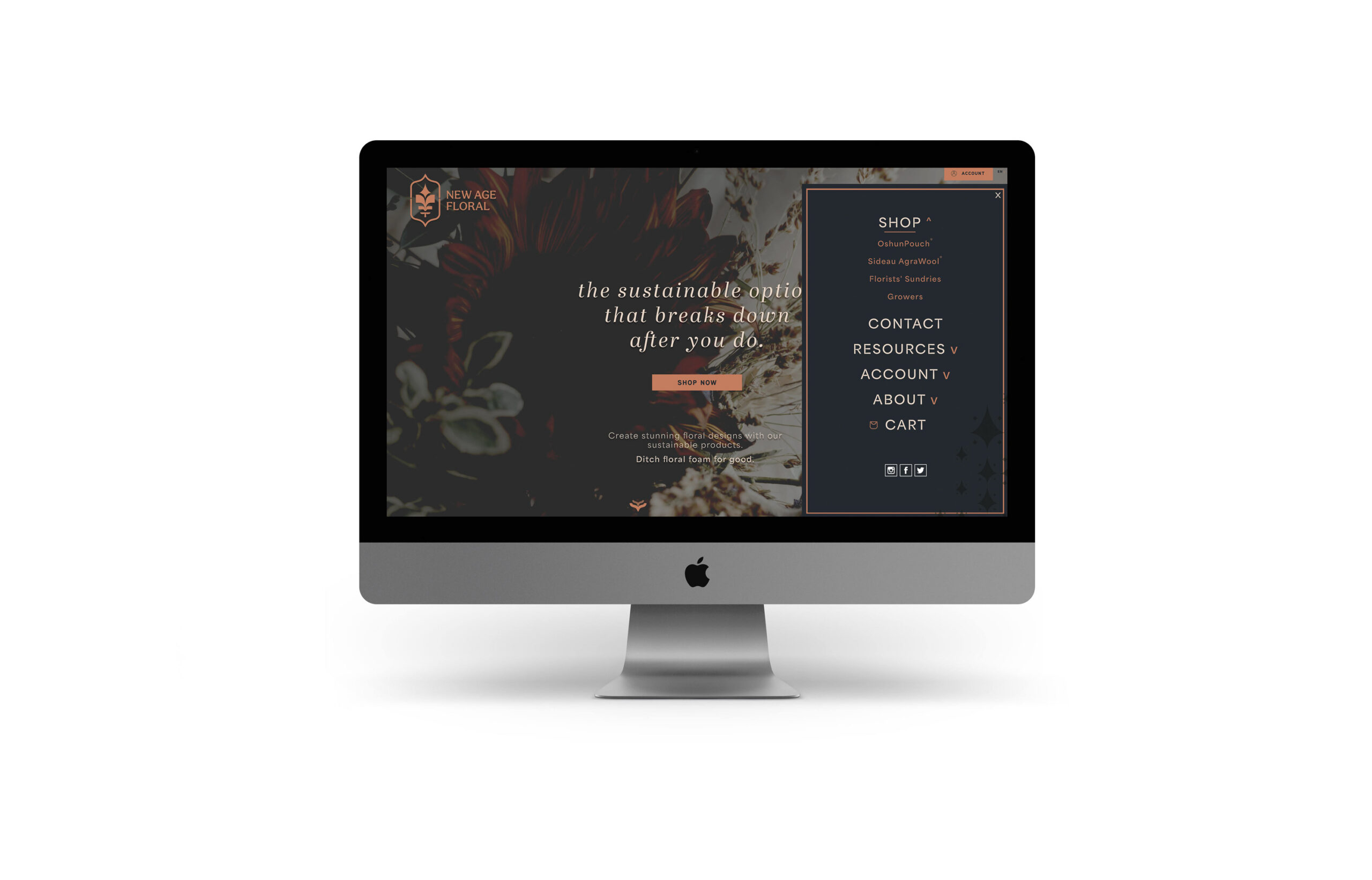 New Age Floral web header menu