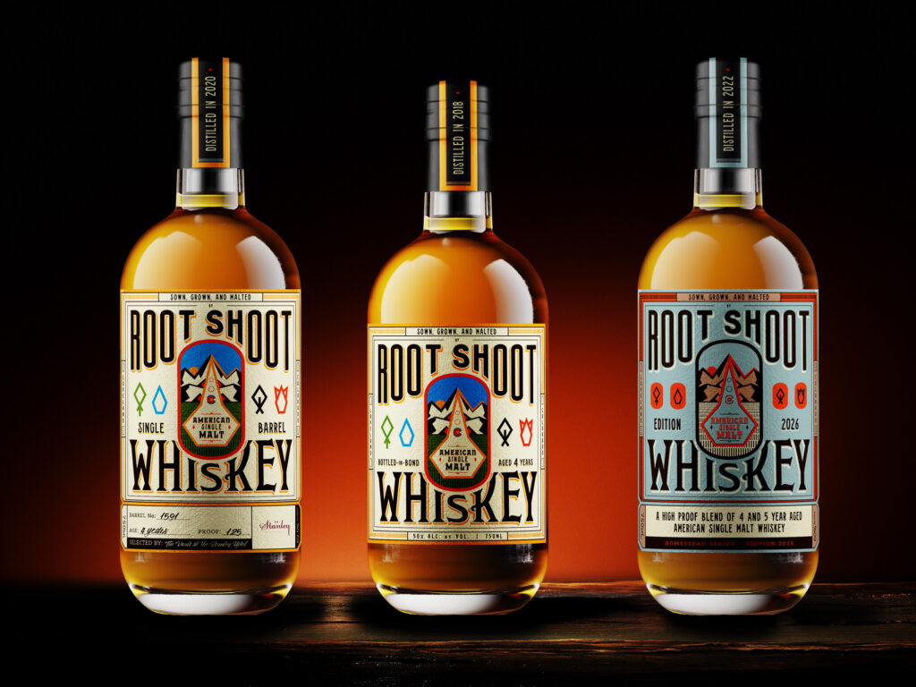 Root Shoot Spirits - whiskey bottle label design