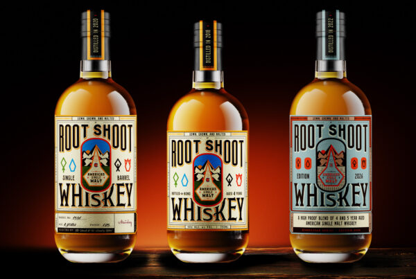 Root Shoot Spirits - whiskey bottle label design