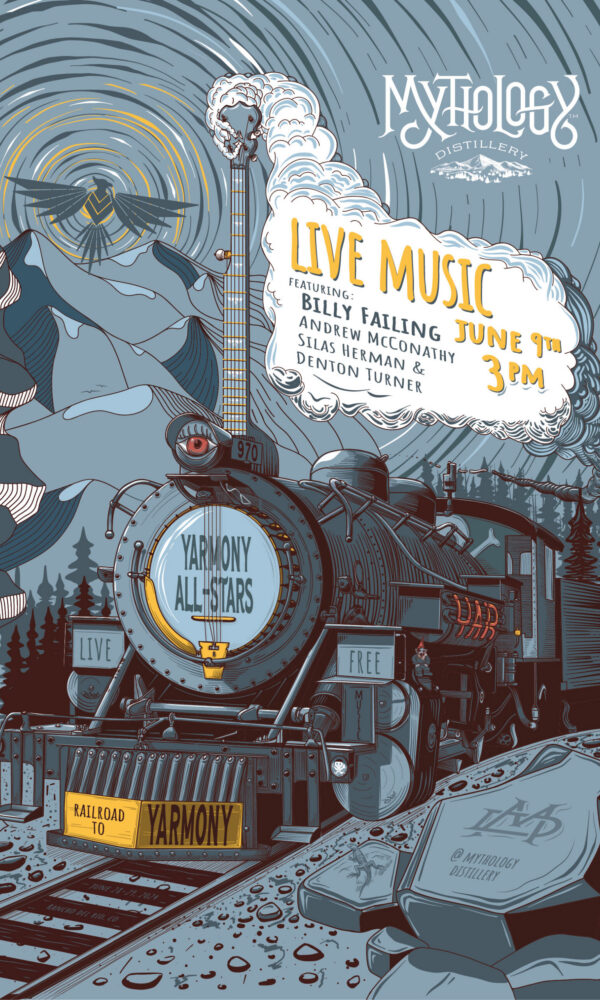 Yarmony Mythology Distillery train gig poster