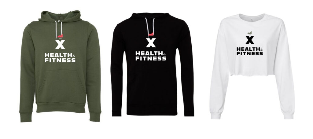 X health & fitness merch - hoodies and crop top long sleeve