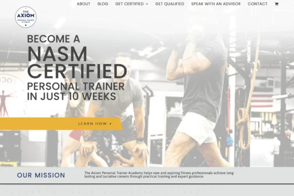 The Axiom Personal Trainer Academy homepage