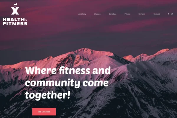 X Health & Fitness homepage